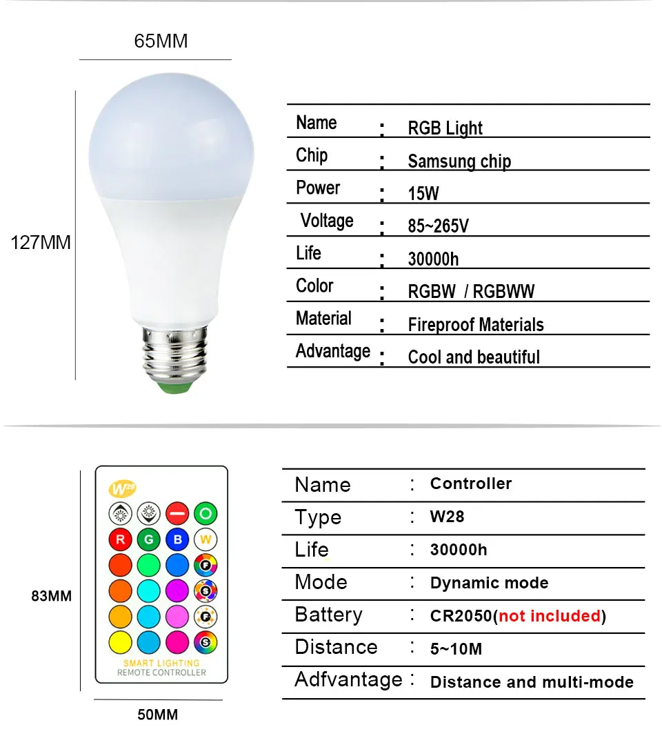 5W 10W 15W RGB Led Light Blubs (10)