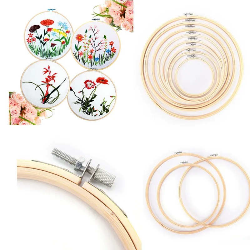 

10-40cm Wooden Frame Hoop Circle Embroidery Round Machine Bamboo For Cross Stitch Hand DIY Household Craft Sewing Needwork Tool