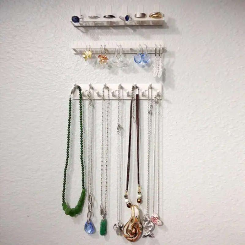 Jewelry Earring Necklace Hanger Holder Organizer Wall Mount Adhesive Packaging Display Rack Sticky Hooks 9pcs/set