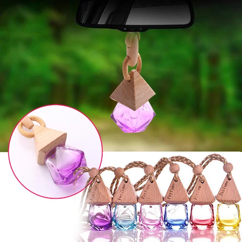 Car Bottle Air Freshner Hanging Perfume Glass With Wooden Printed Fragrance Hanger Auto New In The | Автомобили и мотоциклы