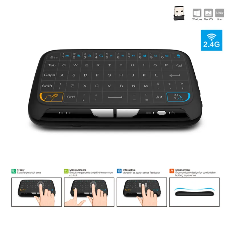 M H18 Pocket 2 4 GHz беспроводная сенсорная клавиатура с полной мышью для Android TV Box Kodi HTPC IP