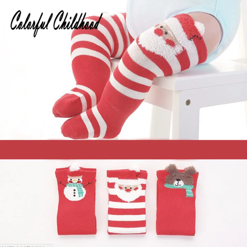 

3pair Christmas Baby Socks Stripe Cartoon Animal Printed Socks Newborn Toddler Kid High Knee Socks Xmas Children Winter Socks