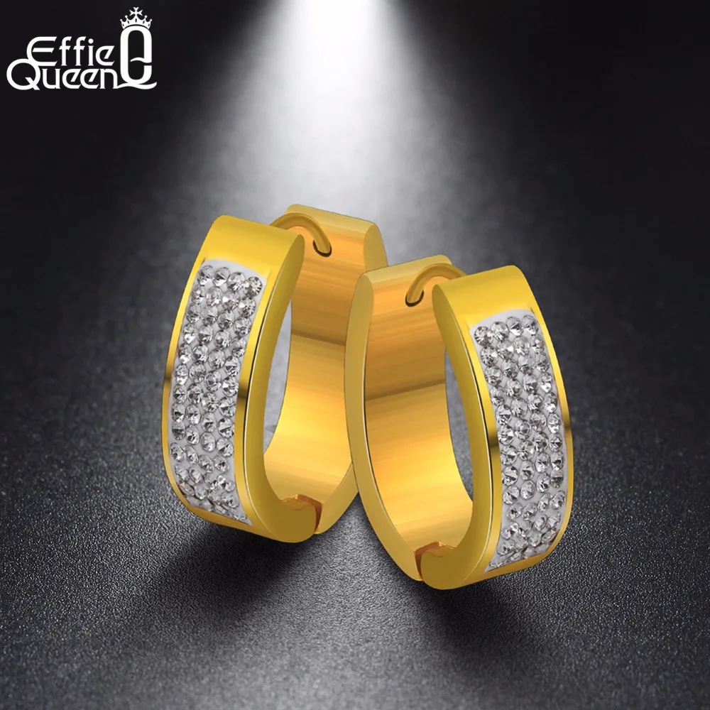 Женские серьги кольца из нержавеющей стали с фианитами|hoop earrings for women|fashion hoop