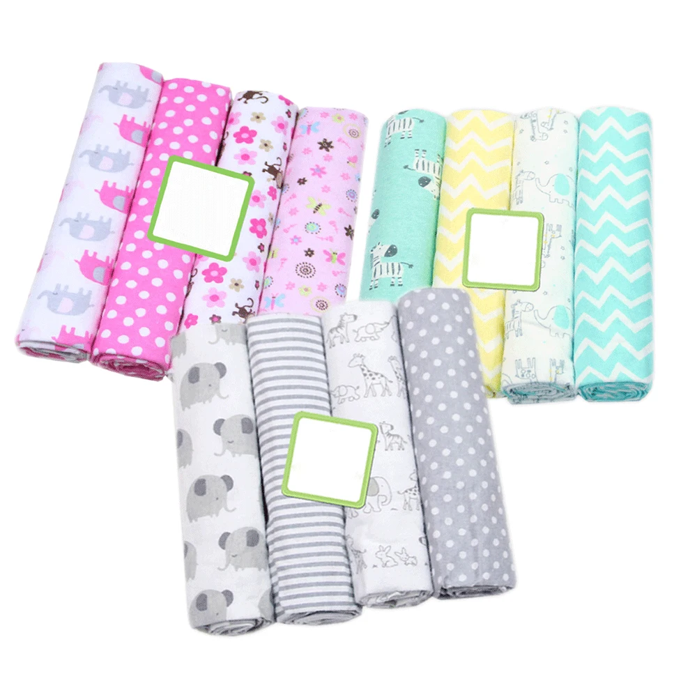 

11 Styles 4Pcs/Lot Baby Blanket Newborn Muslin Diapers 100% Cotton Swaddle Blanket for Newborns Photography Muslin Swaddle Wraps