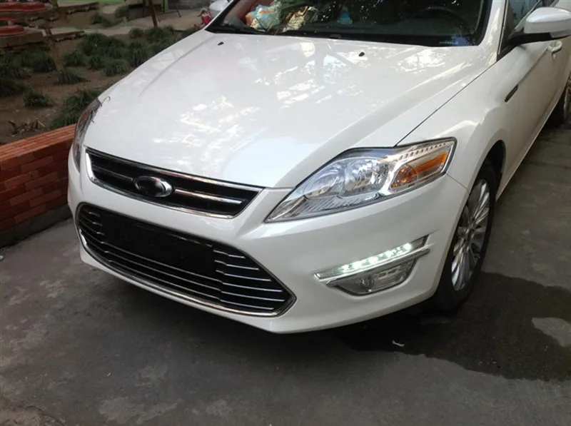 Автомобильный мигающий 1 пара для Ford Mondeo Fusion 2011 2012 2013 светодиодный DRL дневные ходовые огни Светодиодный дневной светильник противотуманный светильник с желтым