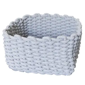 

Hand-Woven Cotton Rope Storage Basket Show Debris Storage Basket Practical Gray