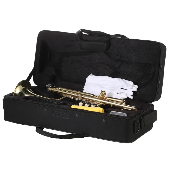 ammoon Trumpet Bb B Flat Brass Gold-painted Exquisite Durable Musical Instrument with Mouthpiece Gloves Strap Case - Image 5