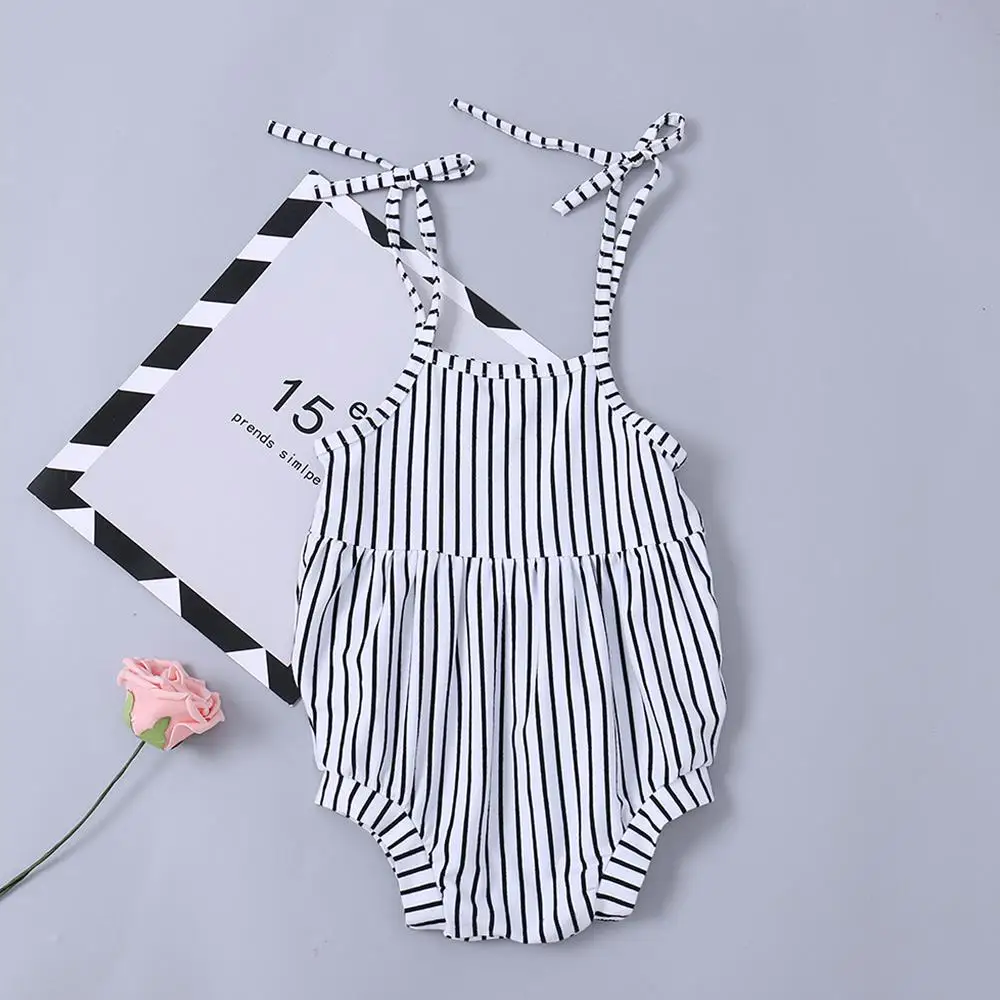 Для новорожденных Одежда для маленьких девочек babysuit тела полосы черный белый Лето babysuits 100% хлопок детская одежда детская комплекты 0-2year
