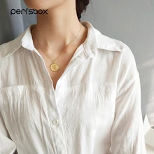 Peri'sBox золотого цвета портрет ожерелье с кулонами в виде монет 925 пробы Серебряный Круглый диск цепи Чокеры минималистское ожерелье для женщин