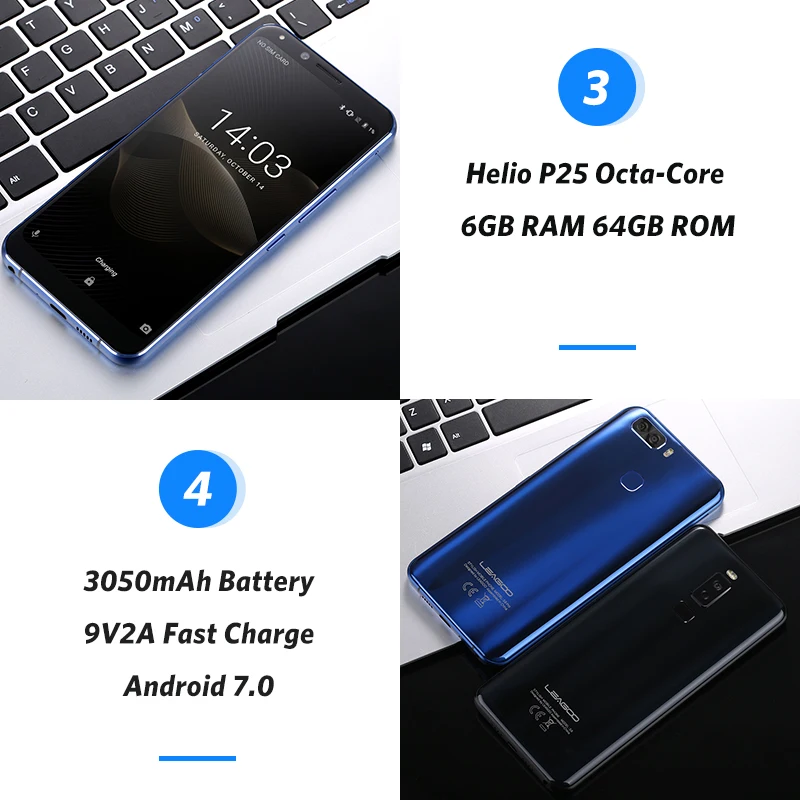 LEAGOO S8 Pro 6 ГБ 64 5 99 дюйма 18:9 дисплей мобильный телефон Android 7 0 MTK6757 четыре ядра две