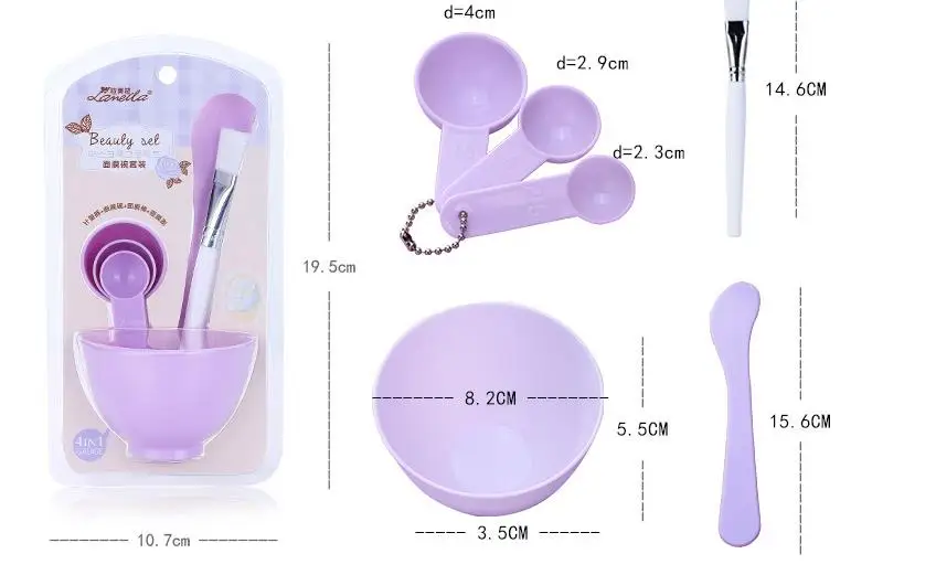 

6pcs Face Mask Bowl Set 4 in 1 DIY Facial Beauty Cosmetic Tool with Brush Mixed Stir Spatula Stick Measuring Spoon Mask Tool Kit