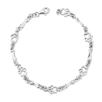 

Cute Dog Paw and Bone Charming Bracelets 925 Sterling Silver Animal Pattern Wristband Bracelets For Women Femme