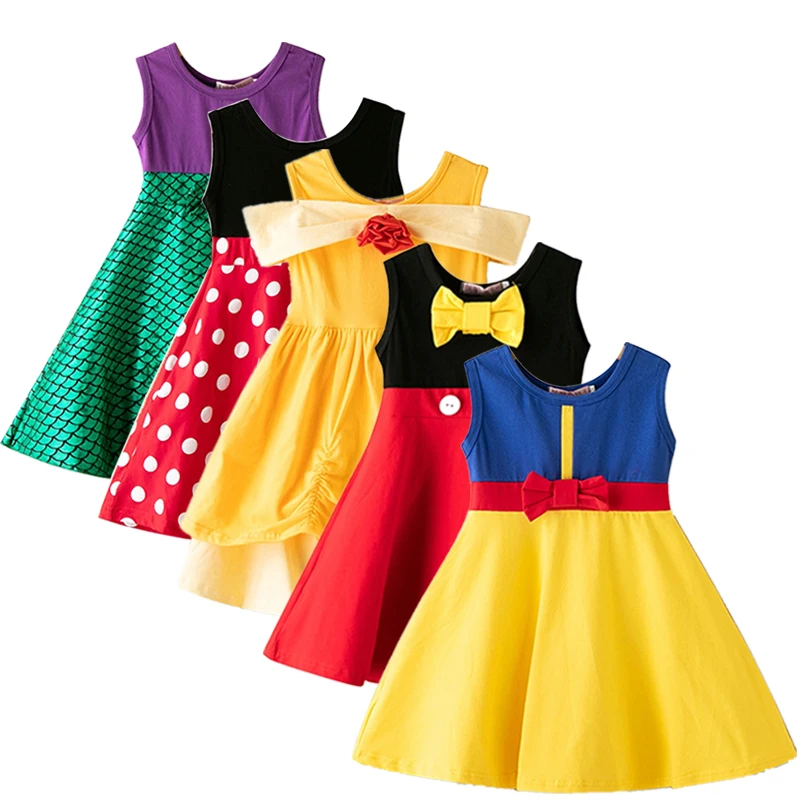 

Baby Girl Clothes Bella Dress Princess Annna Elsa Costume Summer Toddler Girls Polka Dot Dress Kids Dresses for Girls 3-8 Years