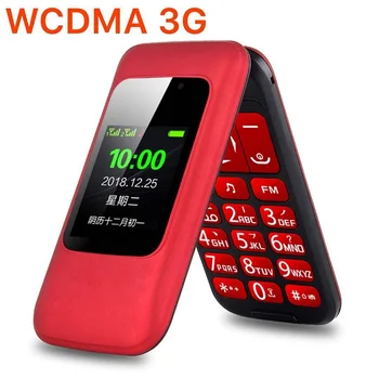 

Unlock 3G WCDMA Flip Senior Feature Mobile Phone Dual Display SOS Quick Call DV Large Russian Key Simply Working For Old People