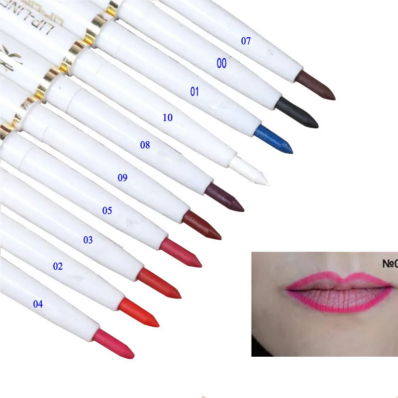 10 Colours Natural Brand Automatic Rotary Lip Liner Long lasting Makeup Lipliner Lady Waterproof