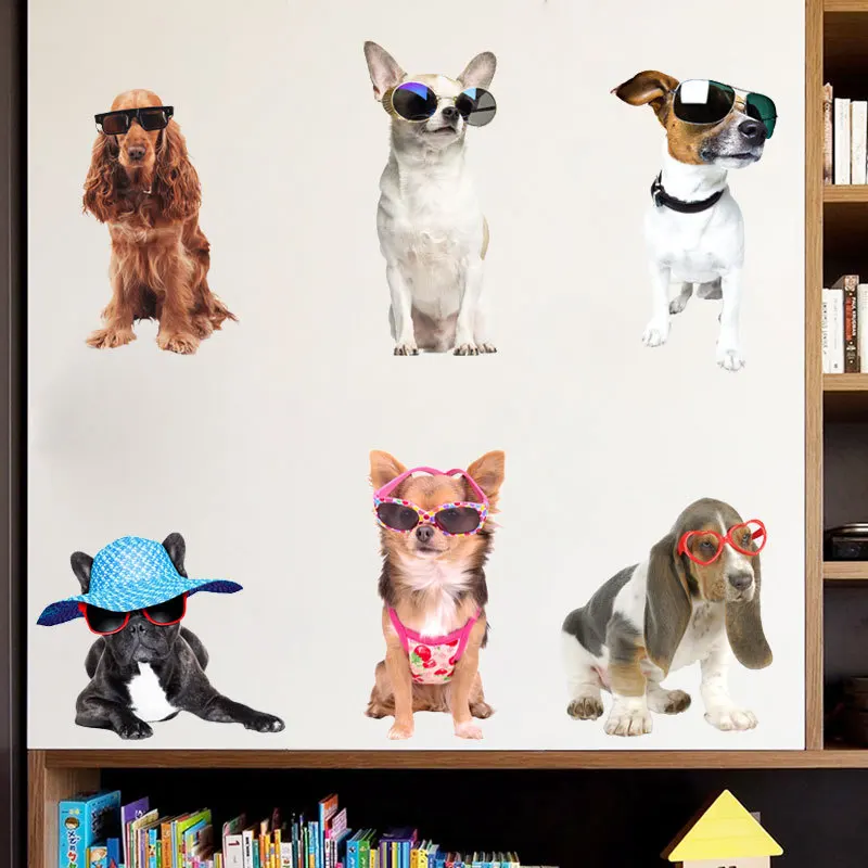 Cartoon Dog Wall Sticker 3D Cute Puppy Wall Stickers For Kids Rooms