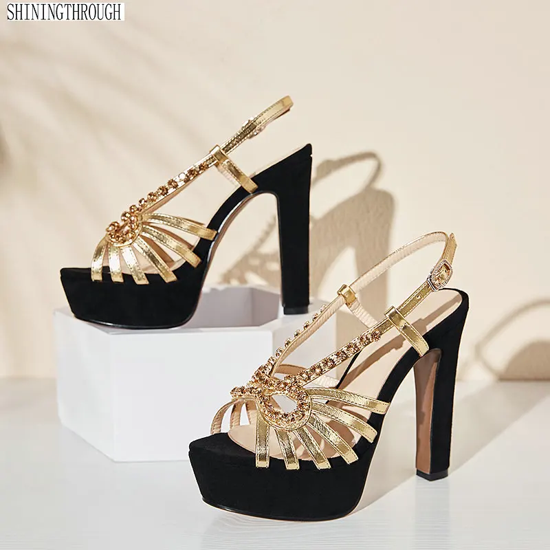 

women super high heel sandals gold gladiator sandal shoes party dress shoe woman genuine leather high heels