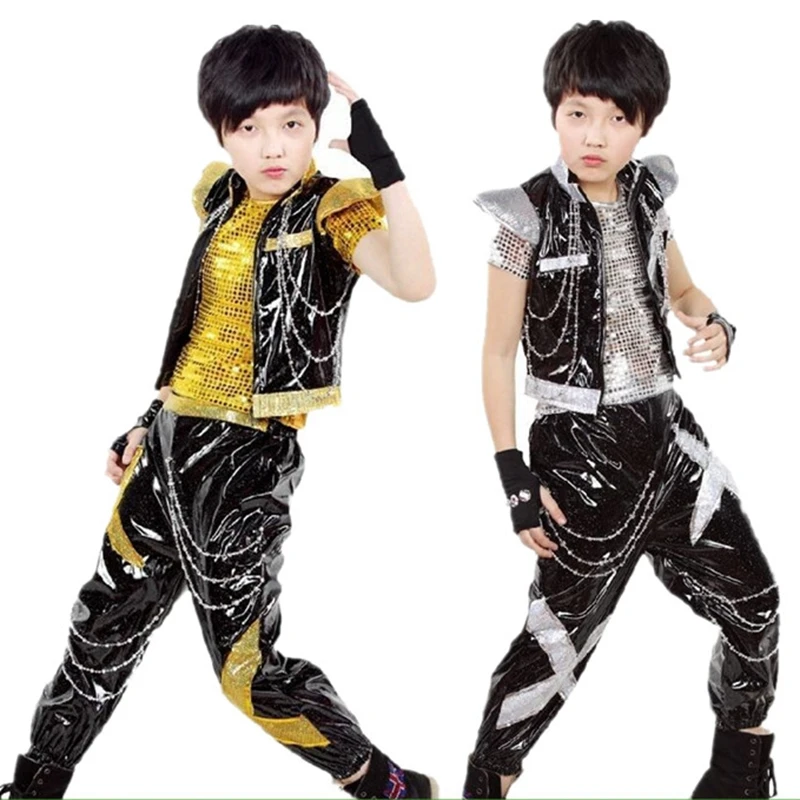 Sequined Jazz Dance Costumes Drum Dance Clothing Boys Adult Modern