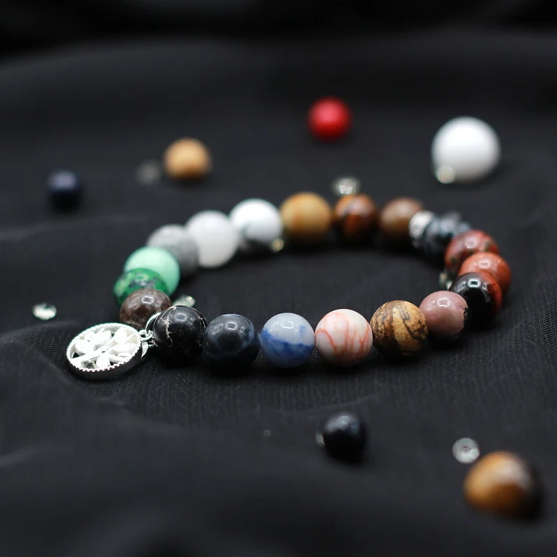 

2017 Universe Galaxy unkown Star Natural Stone Beads bangle DIY 925 silver charm Bracelet for Women & Men Solar System bracelet