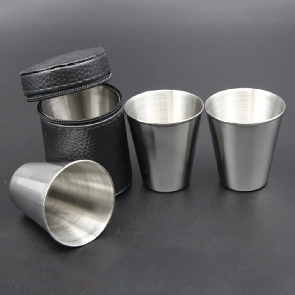 30 ML de acero inoxidable de vajilla tamaño compacto cubierta taza Camping copas café té cerveza para viajes al aire libre de fiesta