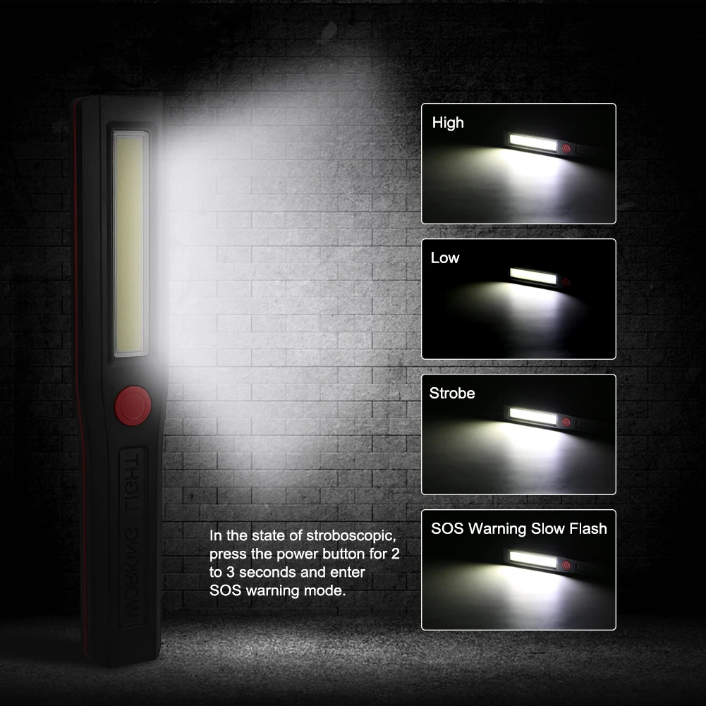 Переносное освещение рабочего места мини инспекционная лампа 4 режима COB светодиодный магнитный вспышка светильник ручной фонарь обслуживание светильник ing 3 хааа Батарея
