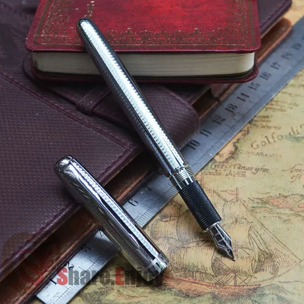 JINHAO 601 полностью Серебряная перьевая ручка с средним наконечником 18KGP|fountain pen|nib