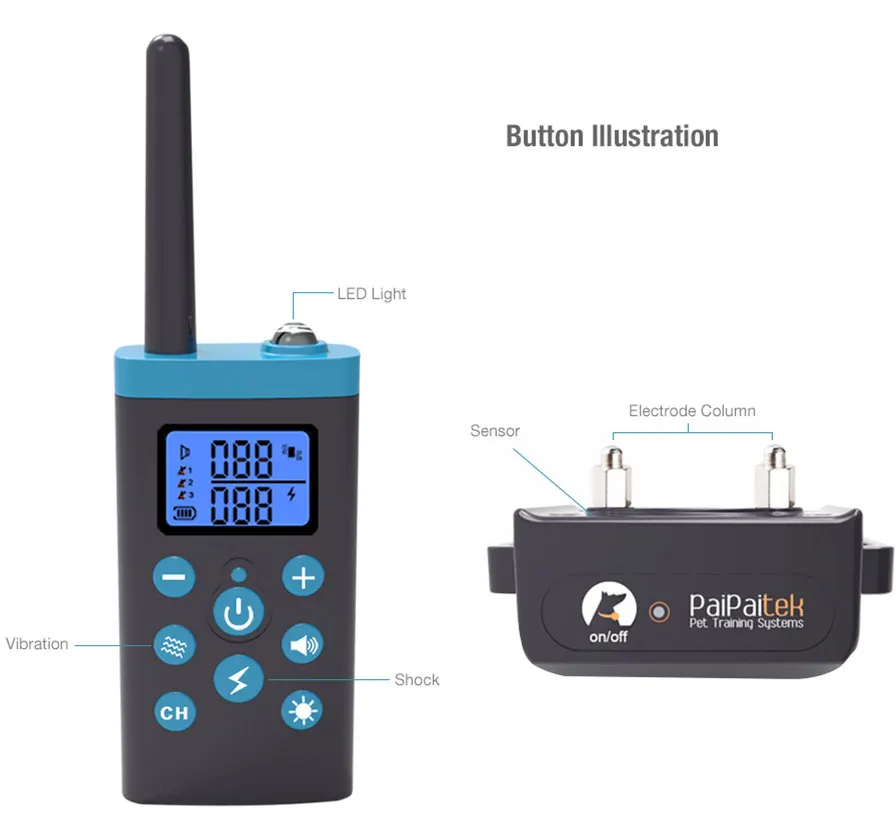 PaiPaitek PD525 1000 м дистанционный электрический ошейник для дрессировки собак водонепроницаемый перезаряжаемый ошейник для дрессировки собак с дистанционным управлением