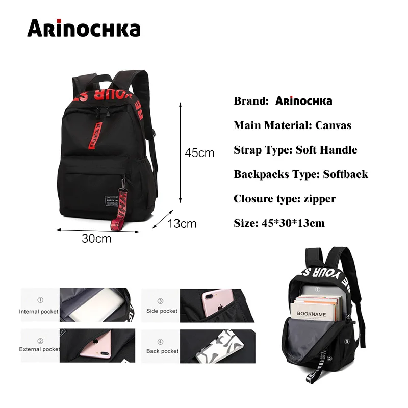 Мужские стильные рюкзаки с буквенным принтом для ноутбука для подростков девочек Школьный рюкзак для девочки сумка для книг Женские повседневные дорожные сумки Mochila