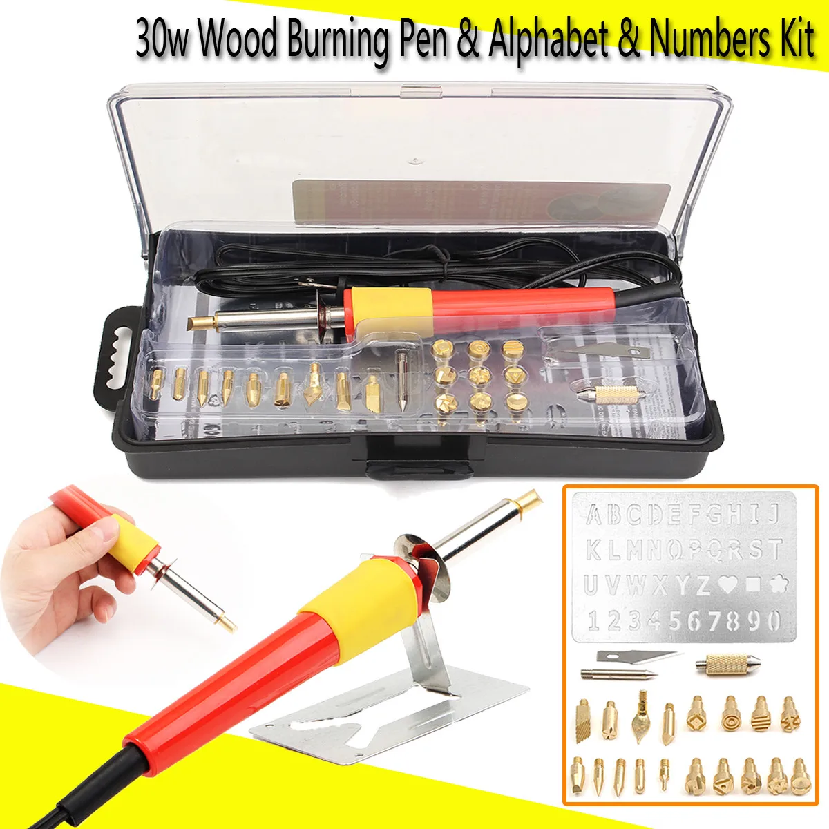 

DIY Wood Burning Pen Assorted Tips Set Art Crafts Tools Kit Great for Woodworking Soldering Constant Temperature Pyrography Tool