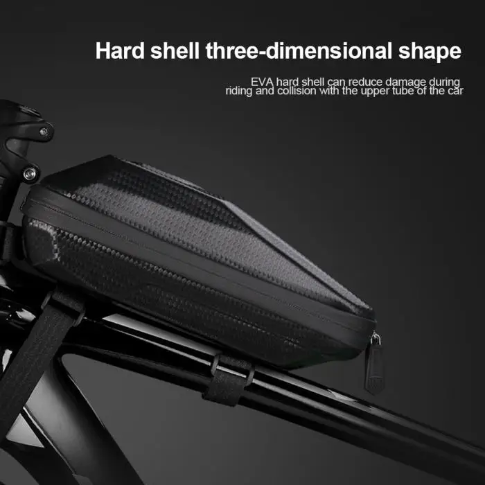 Perfect Newly Bike Front Beam Bag Waterproof EVA Wear-resistant Carbon Pattern Bicycle Bag  C55K Sale 10