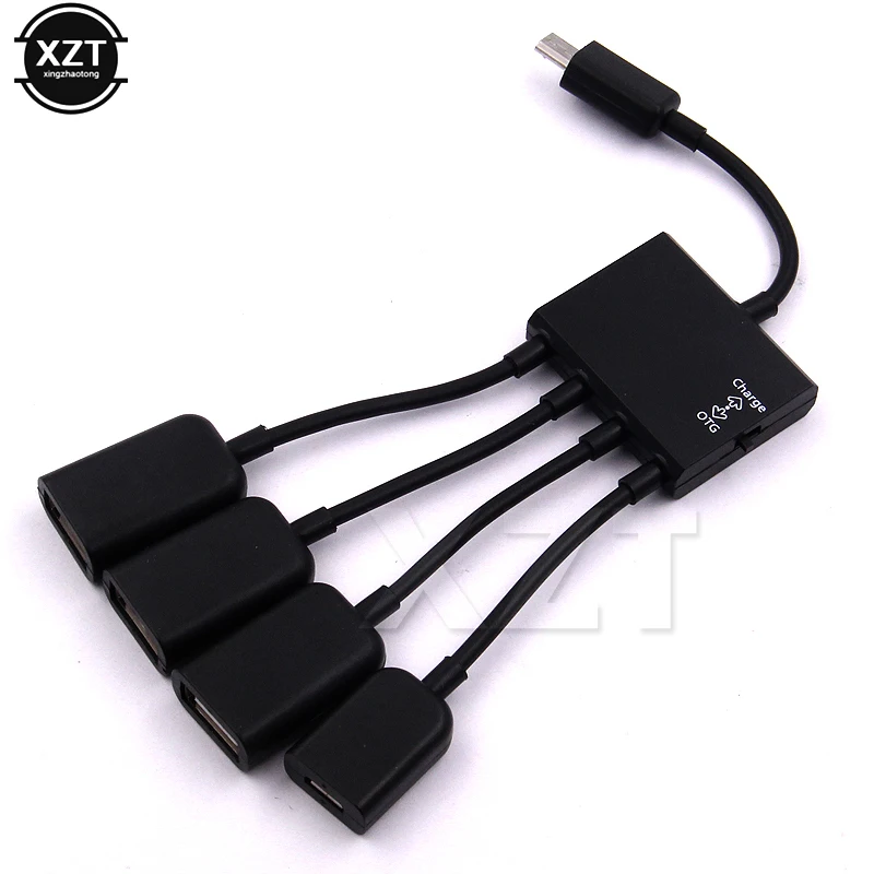 2018 1 шт. черный новый 4 портовый микро USB кабель OTG Hub Кабельный соединитель Spliter для
