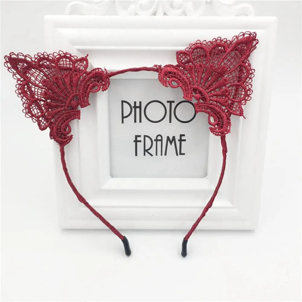 

1Pc Fashion Women Lace Cat Animal Ears Headband Clip Girl's Hairband Hair Hoop Hair Accessories Christmas Party Dress Decoration