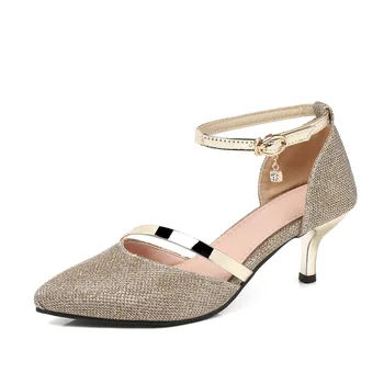 

Pointed head 2018 spring and summer new fashion pointed word buckle with stiletto 32-46 bride sandals 18417