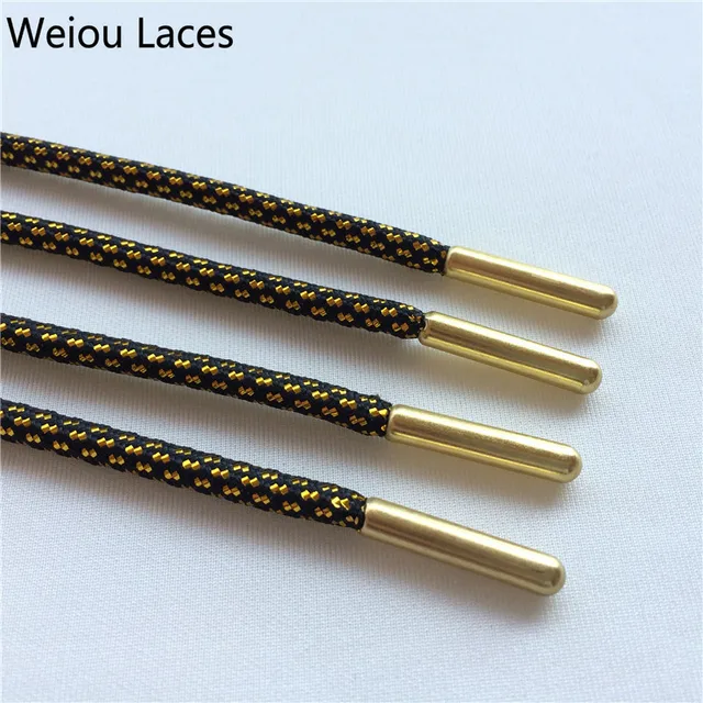 (30 Pairs/Lot) Weiou Black Gold Laces Sneaker Metal aglets Shoelaces