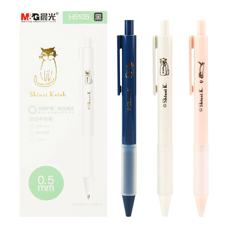 

Office & School Pen 0.5mm black ink Gel-Ink elegant style cat pen soft material pen grip high quality 3pcs/lot