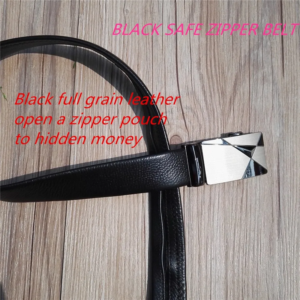 togo кожаный ремешок с скрытой сумкой на молнии для денег, черные ремни из натуральной кожи с натуральным лицевым покрытием и пряжкой с храповым механизмом