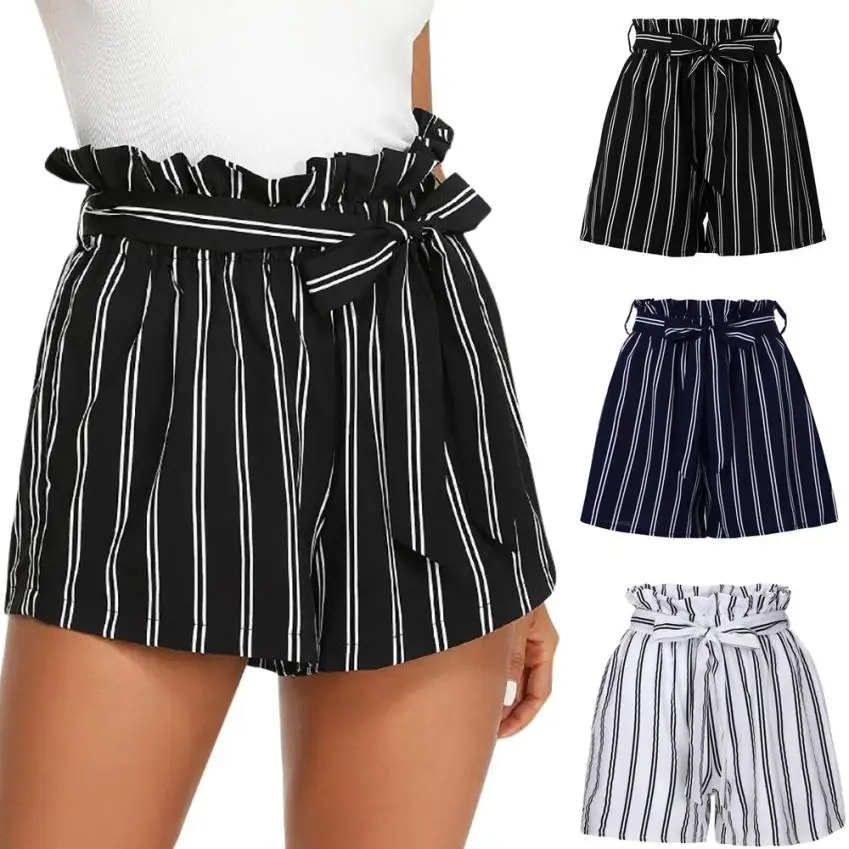 

FishSunDay Women Summer Stripe Fit Elastic Waist Pocket Shorts 0712