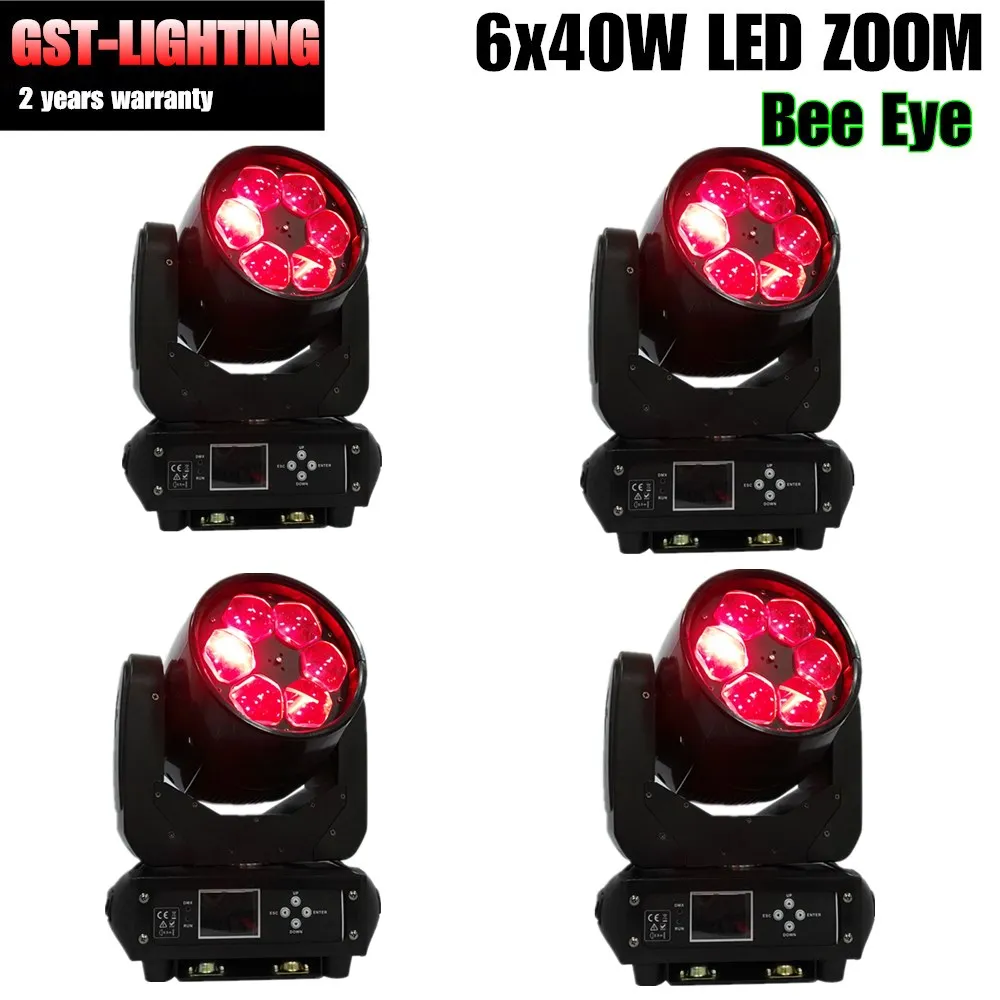 

4 шт./лот 6x40 Вт Bee Eyes вращающаяся линза DJ Disco Zoom Moving Head Light для сцены