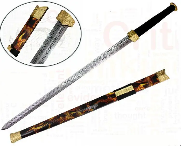 T1095 High Carbon Steel Chinese Sword 4 Sides Han Jian Battle Ready