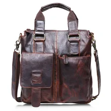 Vintage Chocolate / Brown Real Skin Genuine Leather Men Messenger Bags Cowhide Man Briefcase Portfolio Handbags #M259