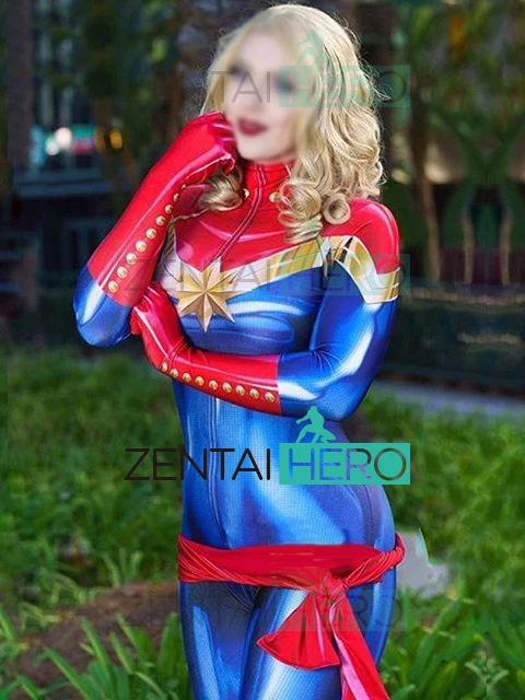 3D Printing Ms.Captain Marvel Carol Danvers Costume Women Cosplay Superhero Suit 