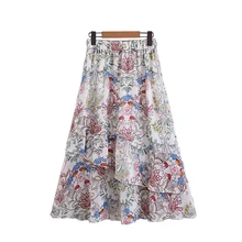 Klacwaya женские богемные многослойные юбки летние пляжные женские милые плиссированные юбки с цветочным принтом для девочек шикарные Faldas jupe femme