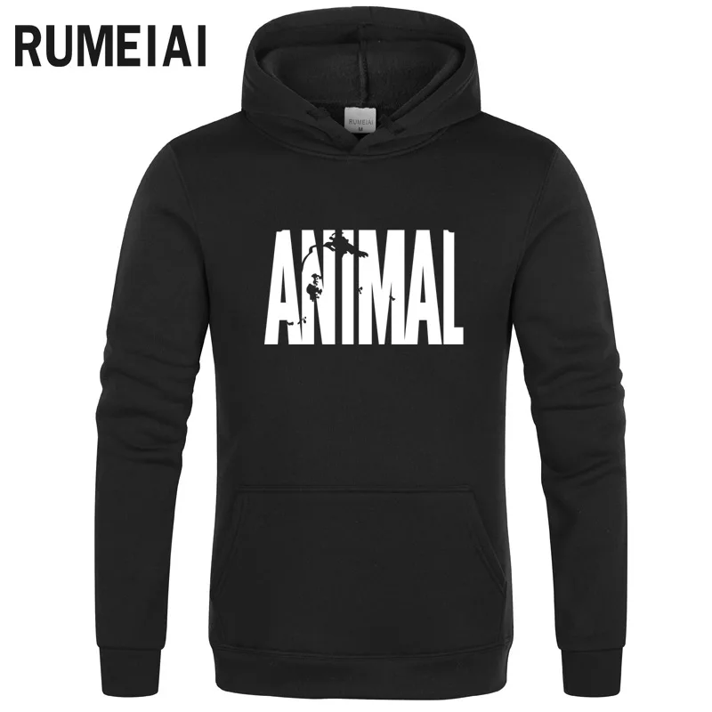 

Bodybuilding Animal Hoodies Men Crossfit Fitness Loose Fit Gyms Musclefitting Male Sweatshirt 2019 Spring Winter Fleece Hoodie