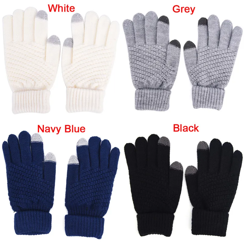 Перчатки с сенсорным экраном для мужчин и женщин 4 цвета мягкие вязаные зимние перчатки теплые смартфоны для вождения перчатки 1 пара