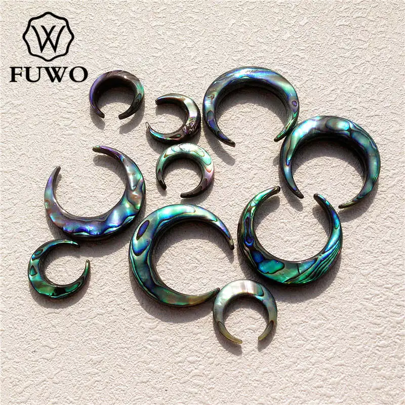 

FUWO 20/35 mm Double Horn Crescent Abalone Shell Pendant Big Size Freshwater Abalone Shell Fashion Jewelry making Supplies S001