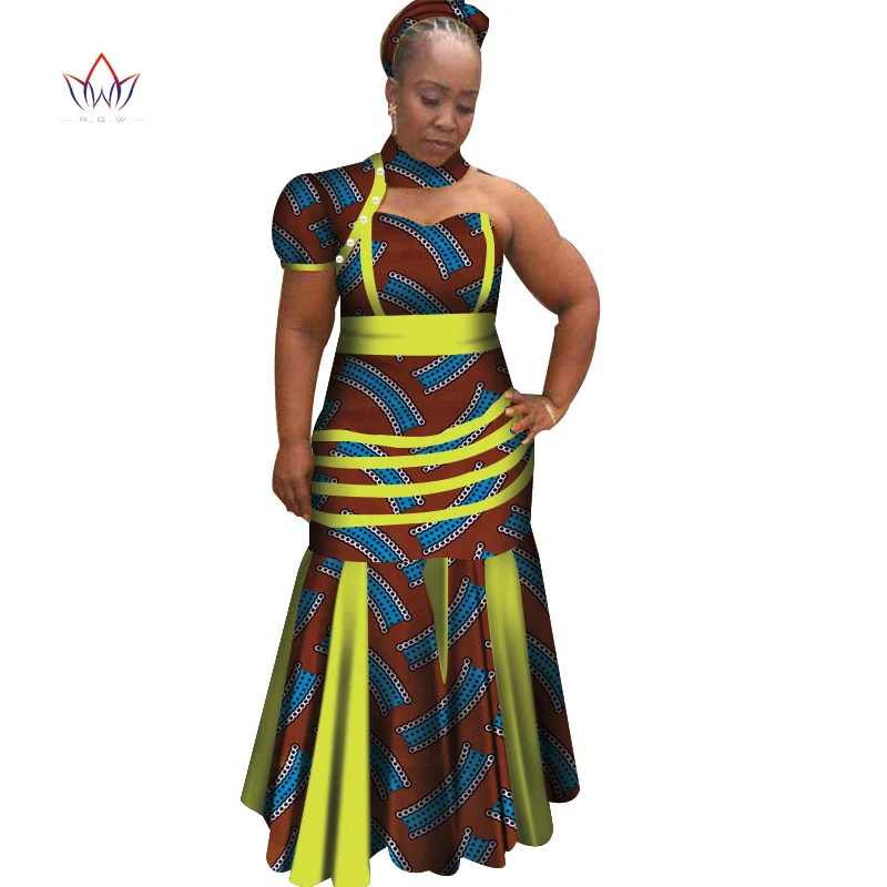 Новые женские длинные платья Дашики с платком Bazin Riche, африканские лоскутные платья для женщин, одежда в африканском стиле WY4070 - Цвет: 11