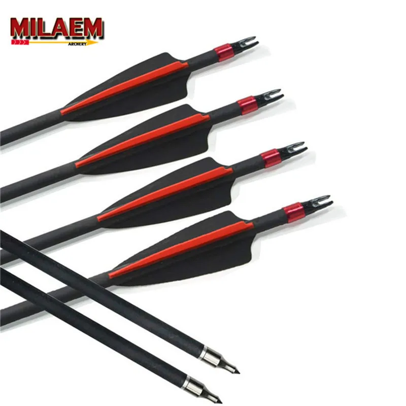 

6/12Pcs 30" Archery Carbon Arrows Spine 400 Explosion Proof Ring Nocks Replace Broadheads Outdoor Practice Shooting Accessories