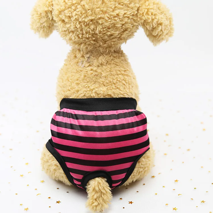 New Pet Puppy Dog Striped Diaper Sanitary Physiological Pants Washable Dog Shorts Panties