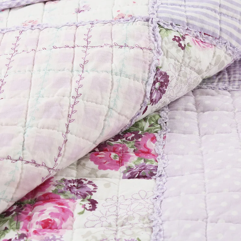 CHAUSUB, Мягкое хлопковое покрывало, одеяло, 1 шт., фиолетовое цветочное покрывало, лоскутное одеяло, s, двойной размер, 150x200 см, одеяло, ed одеяло
