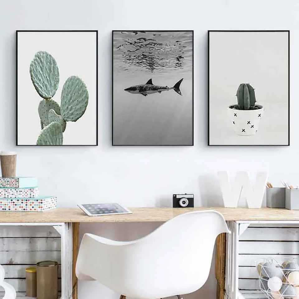 Nordic-Cactus-Canvas-Painting-Wall-Art-Print-Poster-Black-White-Plant-Living-Room-Bedroom-Decor-Painting (1)